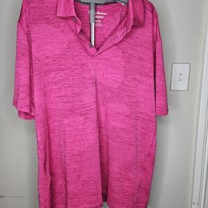 Tommy Bahama Golf Polo Size XL Pink Coral Island Zone Delray Frond Performance